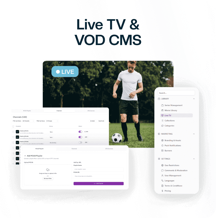 Système de gestion de contenu pour la télévision en direct et la VOD