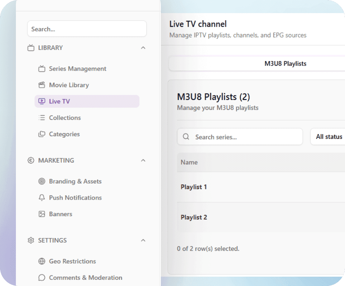 Système de gestion de contenu pour la télévision en direct et la VOD
