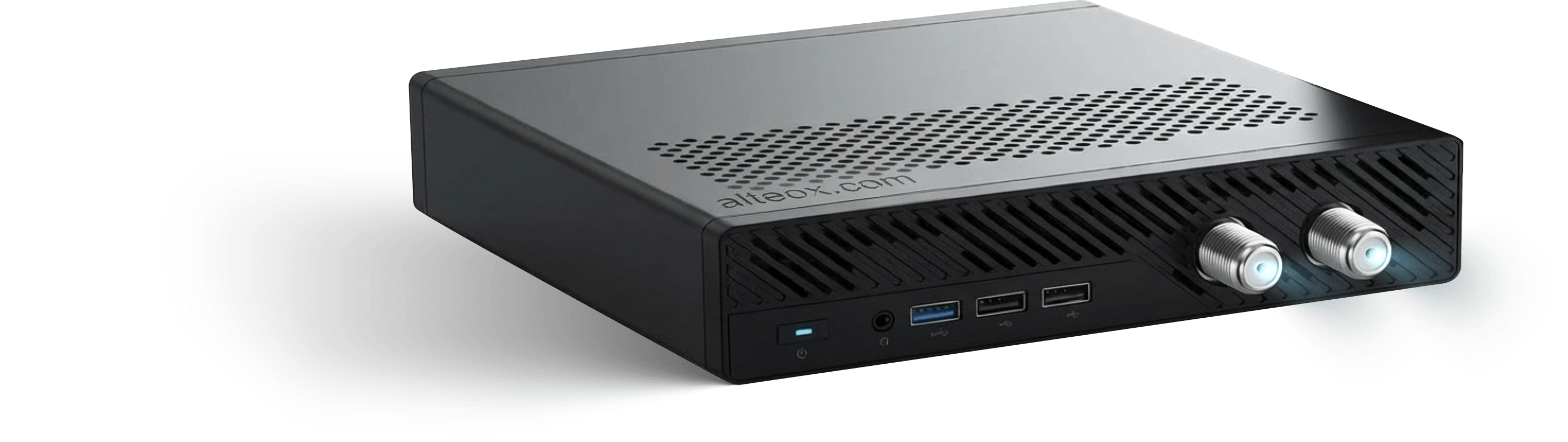 Cable TV / IPTV Pro Box con conectores coaxiales RF, puertos USB y entrada de audio